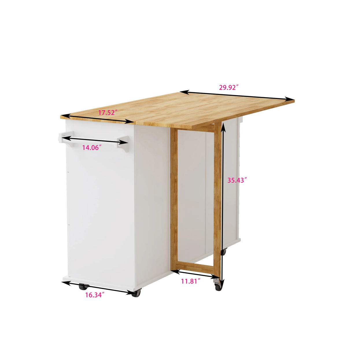 White Kitchen Island Cart With Storage Drawers And Wheels - Omega Lifestyles