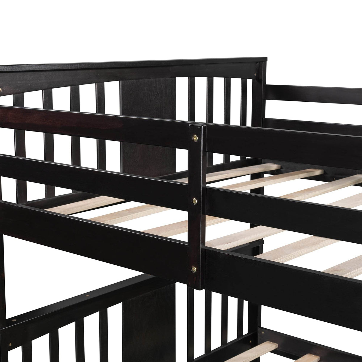 Full Over Full Solid Wood Espresso Bunk Bed With Drawers - Omega Lifestyles