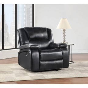 Black Upholstered Glider Recliner Chair With Recline - Omega Lifestyles