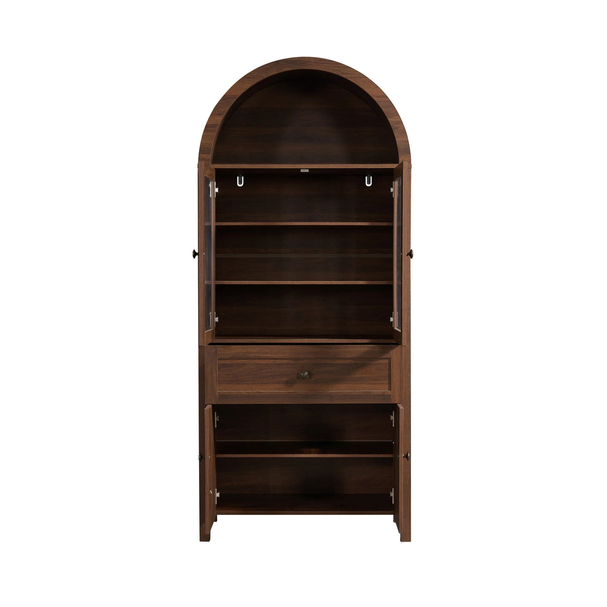 Walnut Retro Dome Storage Cabinet With Adjustable Shelves - Omega Lifestyles