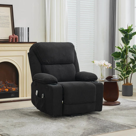 Medium-Firm Corduroy Remote-Controlled Heating Massage Recliner - Omega Lifestyles