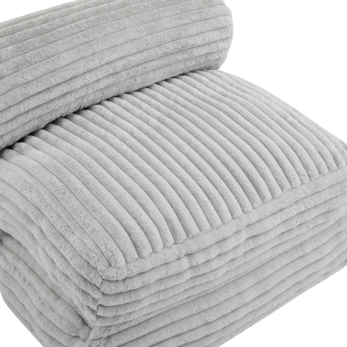 Soft Foldable Light Gray Faux-Fur Bean Bag Lounge Chair - Omega Lifestyles