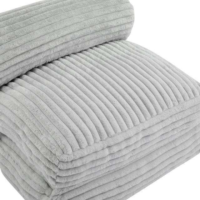 Soft Foldable Light Gray Faux-Fur Bean Bag Lounge Chair - Omega Lifestyles