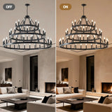 Farmhouse 54-Light Matte Black Wagon Wheel Chandelier - Omega Lifestyles