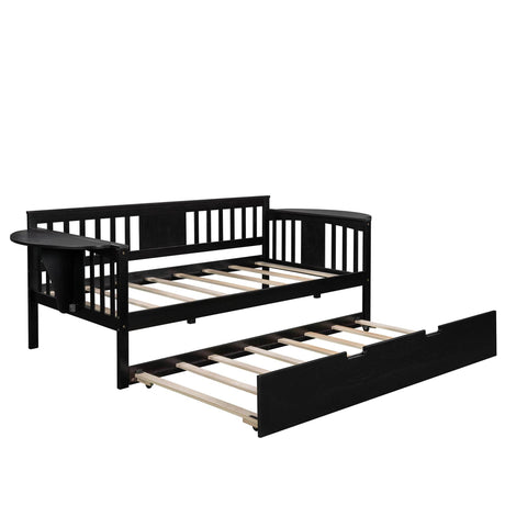 Twin Solid Wood Daybed With Trundle Espresso - Omega Lifestyles