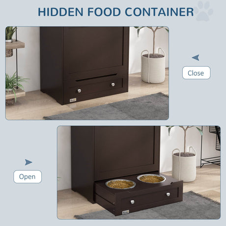 Pet Feeder Station With Storage Cabinet And Raised Bowls - Sleep Galleria