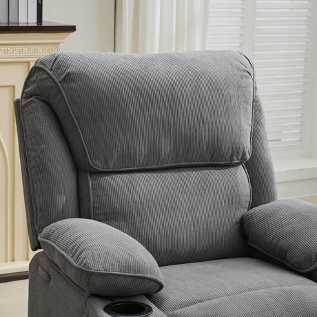 Medium-Firm Corduroy Remote-Controlled Heating Massage Recliner - Omega Lifestyles