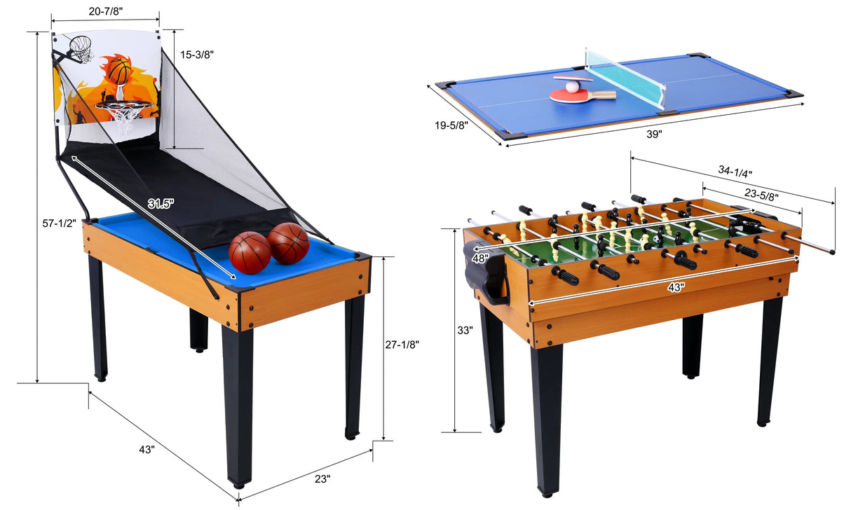 5-In-1 Multi-Game Table With Billiards Foosball Basketball - Omega Lifestyles