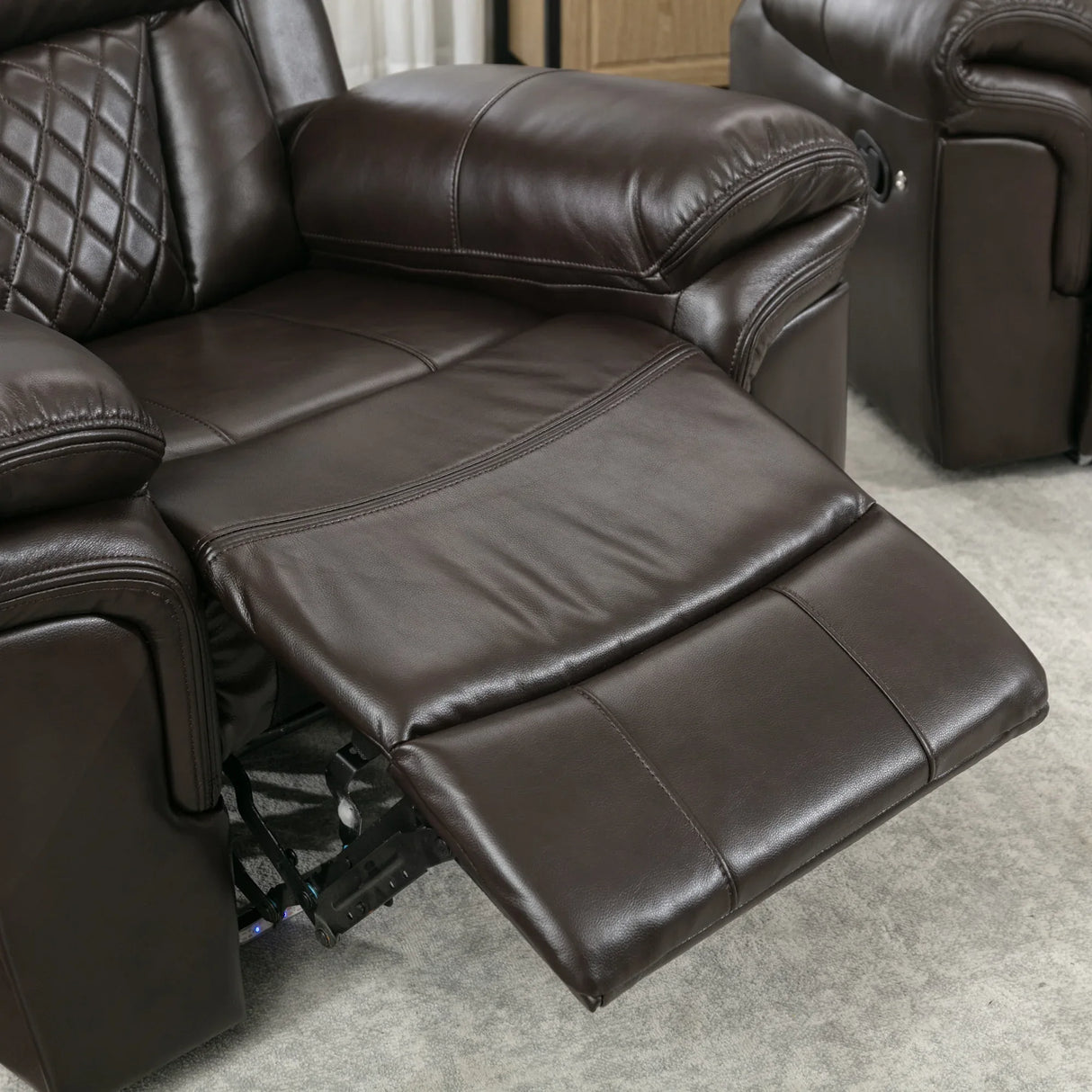 Brown Faux Leather Manual Recliner Chair With LED Light - Omega Lifestyles