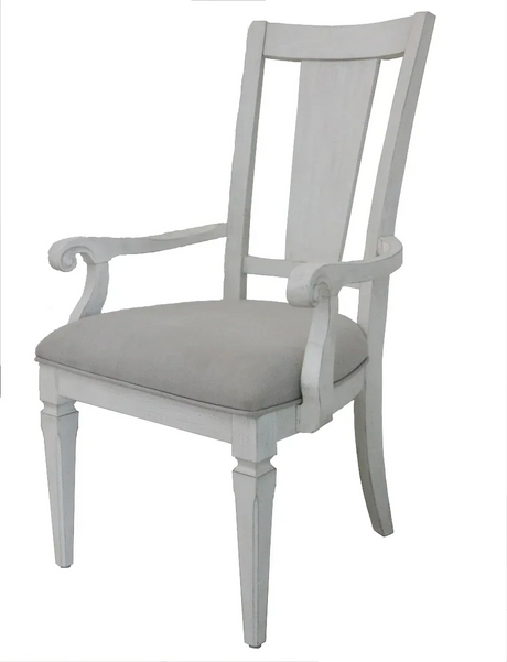 Set of 2 Light Gray Linen And White Arm Chairs - Omega Lifestyles