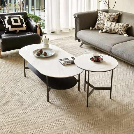 Modern Ceramic And Walnut Finish Coffee Table - Omega Lifestyles