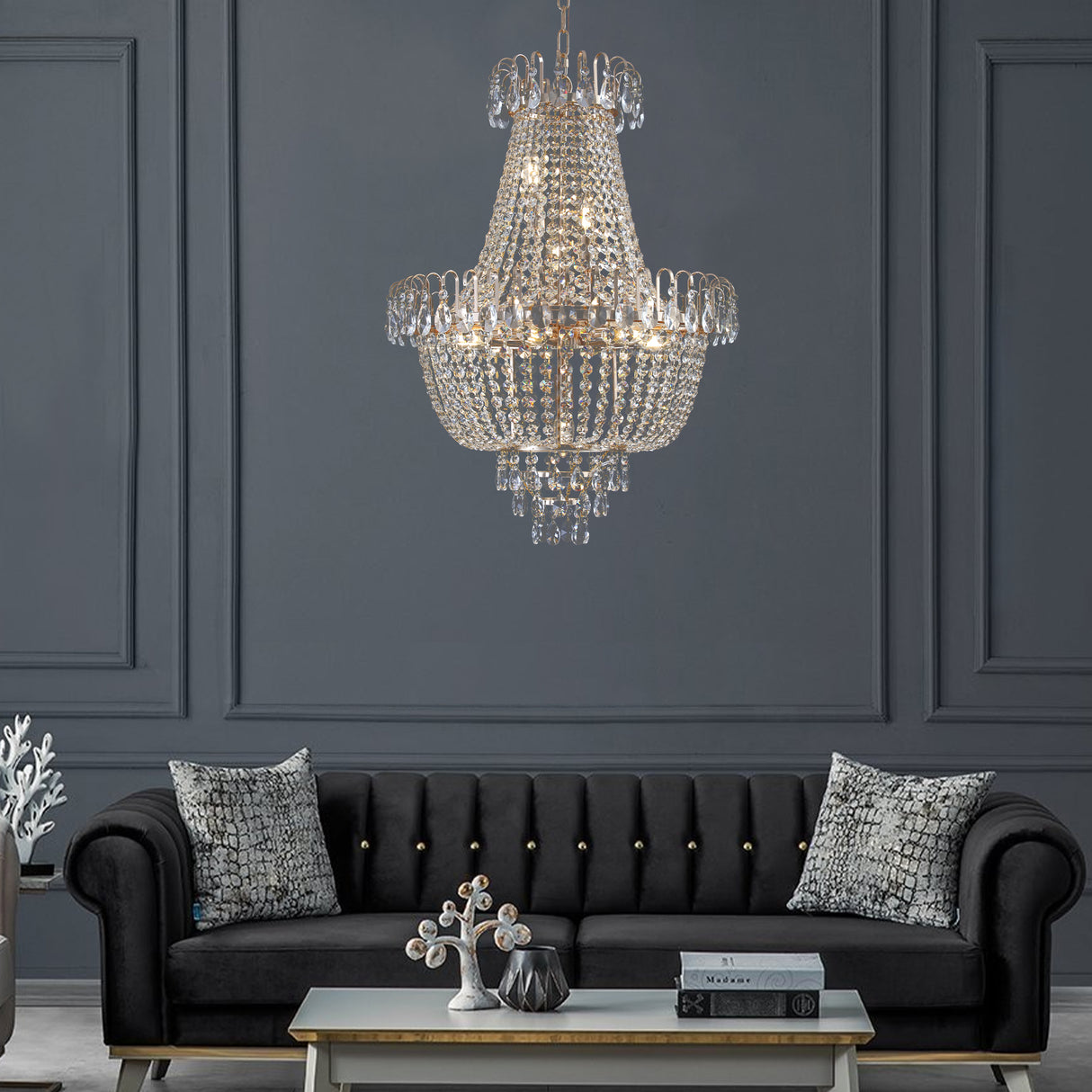 Luxury Gold Crystal Chandelier Large Contemporary Ceiling Light