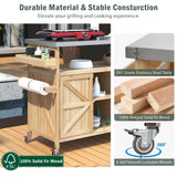 Farmhouse Solid Fir Wood Outdoor Kitchen Island Cart - Omega Lifestyles