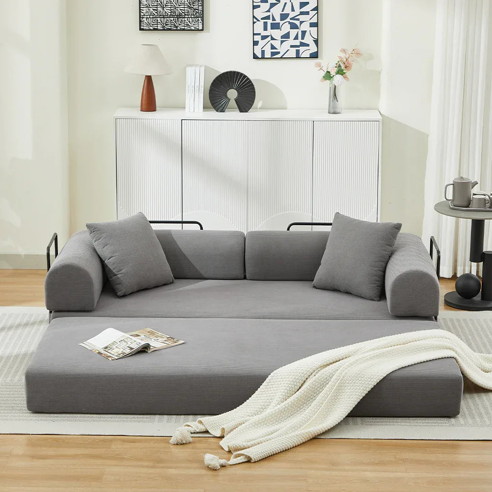 Corduroy Folding Sofa Bed With Foam Spring Mattress - Omega Lifestyles