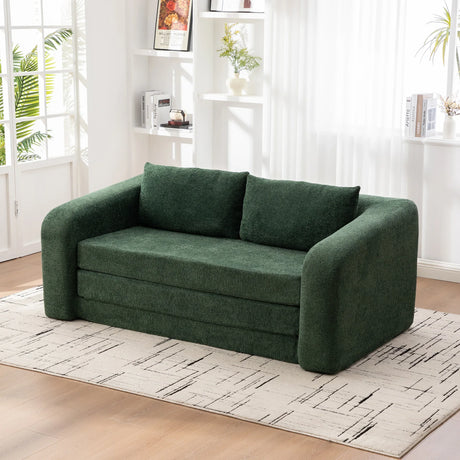 Convertible Chenille Loveseat Sofa Bed With Pillows - Omega Lifestyles