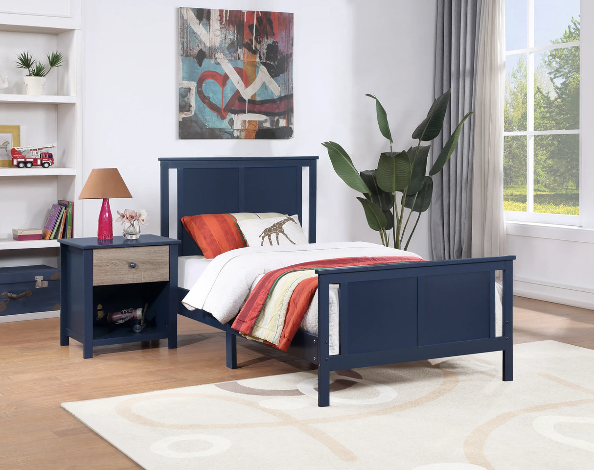 Solid Wood Reversible Twin Bed Frame Dark Blue - Omega Lifestyles
