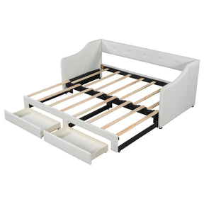 Twin XL Upholstered Daybed With Storage Drawers and Trundle - Omega Lifestyles