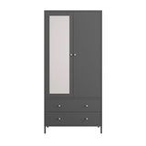 Retro Steel Armoire Wardrobe Closet With Mirror And Drawers - Omega Lifestyles