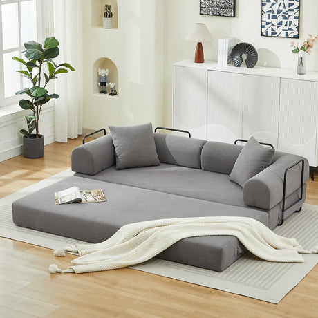 Corduroy Folding Sofa Bed With Foam Spring Mattress - Omega Lifestyles