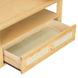 Modern Natural MDF Coffee Table With Rattan Drawer - Sleep Galleria