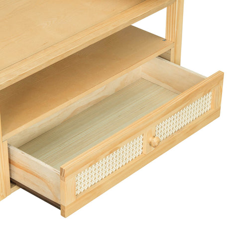 Modern Natural MDF Coffee Table With Rattan Drawer - Sleep Galleria