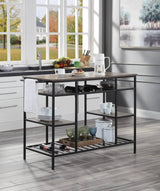 Rustic Oak Black Metal Frame Kitchen Island - Omega Lifestyles