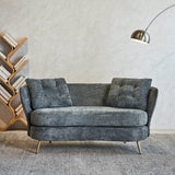 Modern Soft Velvet Upholstered Grey Loveseat Sofa
