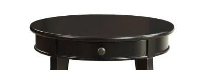 Black Synthetic Wood Round Leg Accent Table With Drawer - Omega Lifestyles
