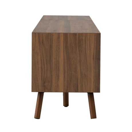 Modern Walnut 78-Inch TV Stand With Cable Management - Omega Lifestyles