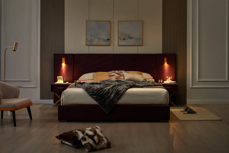 Queen Velvet Upholstered Wingback Bed Frame - Omega Lifestyles