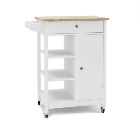 White Multi-Functional Kitchen Island Trolley Cart With Wheels - Omega Lifestyles