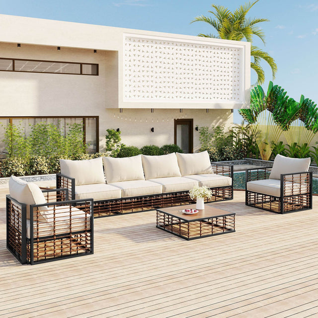 7-Piece Modern Metal Outdoor Patio Sectional Sofa Set - Omega Lifestyles