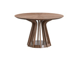 Walnut Round Synthetic Wood Dining Table 47-Inch - Omega Lifestyles