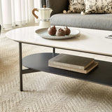 Modern Ceramic And Walnut Finish Coffee Table - Omega Lifestyles