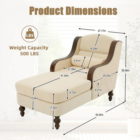 Beige Chenille Upholstered Wide Seat Lounge Chair - Omega Lifestyles