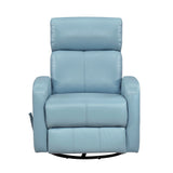 Blue Leather Gliding Swivel Recliner Chair With Recline - Omega Lifestyles