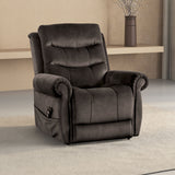 Transitional Dark Gray Fabric Heated Massage Lift Recliner