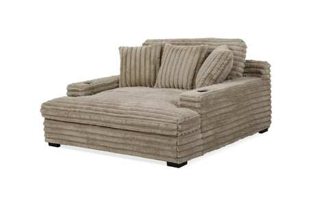 Corduroy Jumbo Chaise Armchair With Dual Cup Holders - Omega Lifestyles