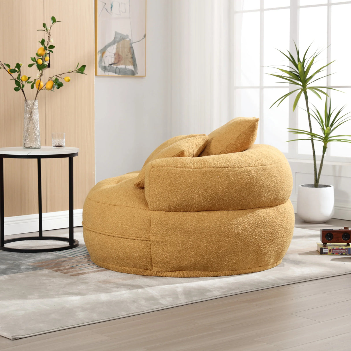 Modern Chenille Circular Sleeper Sofa With Throw Pillows - Omega Lifestyles