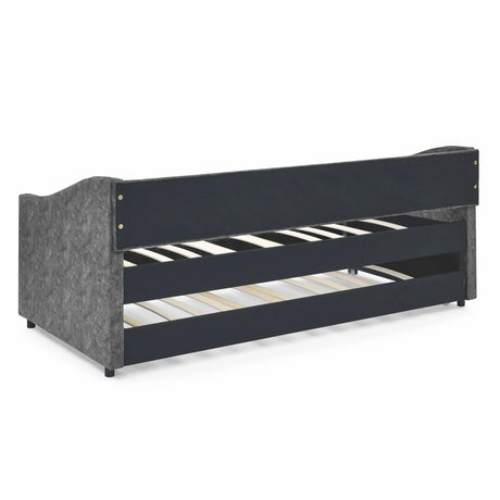 Twin Upholstered Tufted Daybed With Trundle Frame - Omega Lifestyles