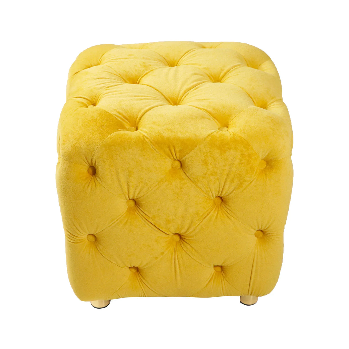 Yellow Velvet Dice-Shaped Storage Ottoman With Foam Seat - Omega Lifestyles