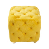 Yellow Velvet Dice-Shaped Storage Ottoman With Foam Seat - Omega Lifestyles