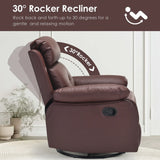 Small Space Brown Metal Swivel Rocker Recliner Chair - Omega Lifestyles