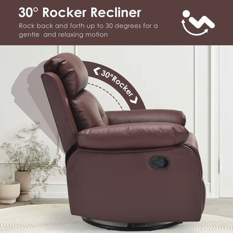 Small Space Brown Metal Swivel Rocker Recliner Chair - Omega Lifestyles