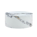 12-Inch White Patterned Cylindrical MDF Coffee Table - Omega Lifestyles