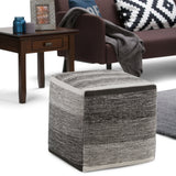 Woven Grey Mélange Fabric Cube Pouf Stool - Omega Lifestyles