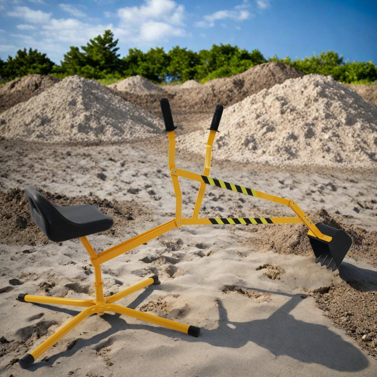 Interactive Yellow Metal Riding Excavator Toy With Bucket Control - Omega Lifestyles