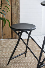 Industrial Black Iron Stowable Side Table With Seating Set - Omega Lifestyles