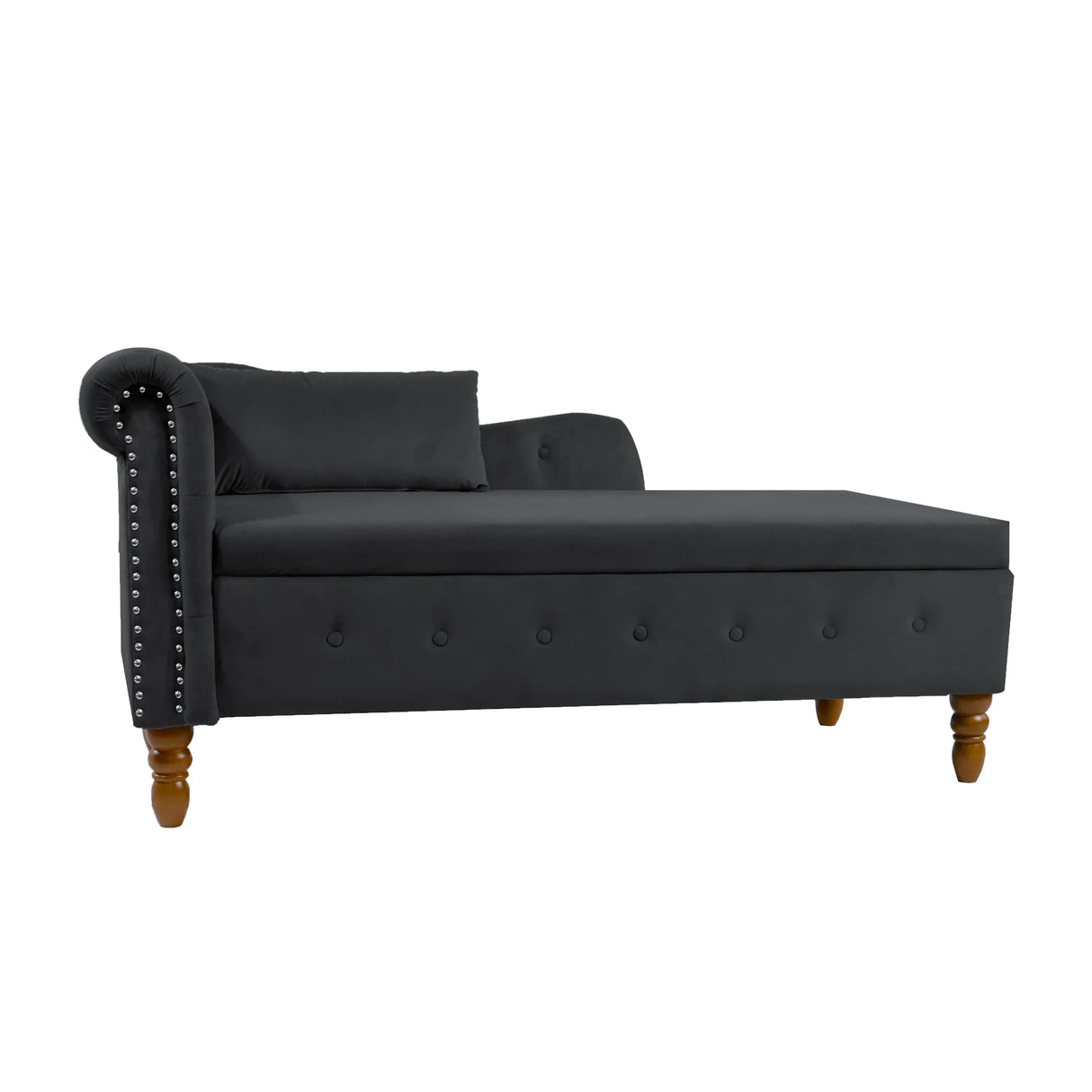 Classic Velvet Storage Chaise Lounge With Pillow - Omega Lifestyles