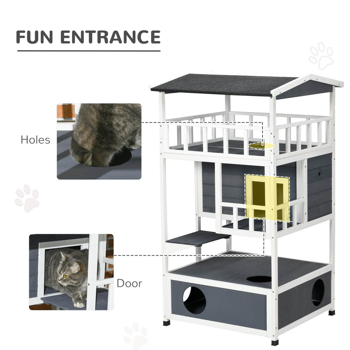 Outdoor Wooden Cat House With Escape Doors And Platform - Sleep Galleria